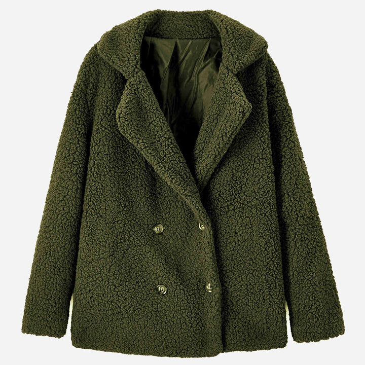 Women Double Breasted Teddy Coat