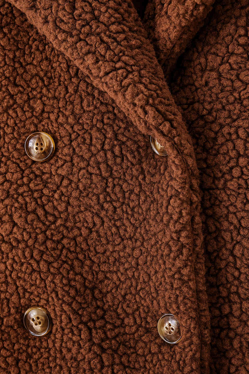 Women Double Breasted Teddy Coat